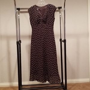 Dark brown polka dot lined dress like new